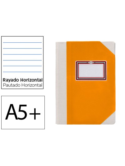 Libro cartone cosido fernandes flecha din a5+ rayado horizontal 50 hojas 100 gr naranja