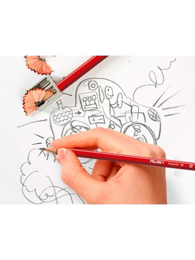 Lapices de grafito milan hexagonal hb + goma 430 + afilalapiz blister de 3 unidades
