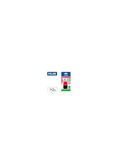 Sacapuntas milan compact touch duo plastico 2 usos con goma + 2 recambios de goma en blister