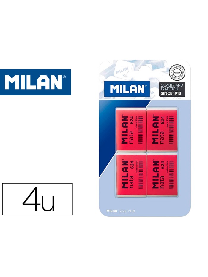 Goma de borrar milan nata 624 blister de 4 unidades Goma de borrar milan nata 624 blister de 4 unidades