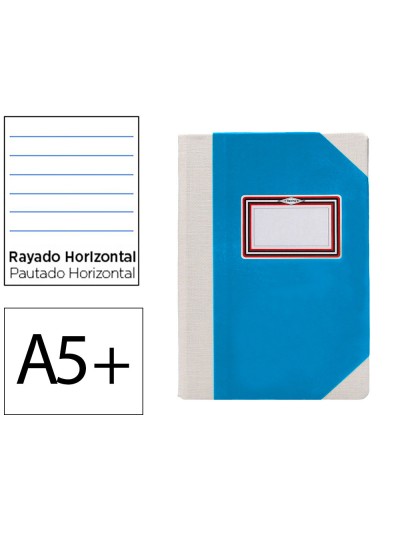 Libro cartone cosido fernandes flecha din a5+ rayado horizontal 50 hojas 100 gr azul