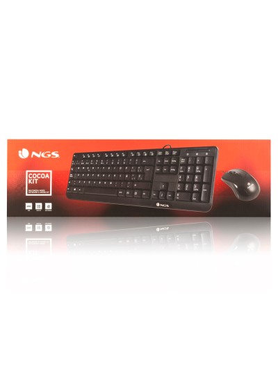 Set teclado y raton con cable ngs cocoa usb color negro