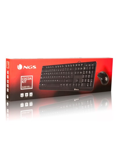 Set teclado y raton con cable ngs cocoa usb color negro