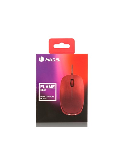 Raton ngs wired flame optico con cable 1000 dpi ambidiestros usb color rojo