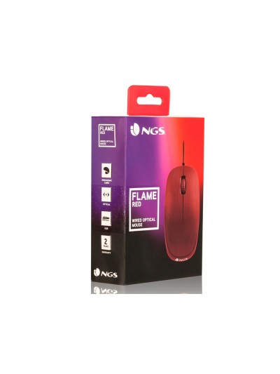 Raton ngs wired flame optico con cable 1000 dpi ambidiestros usb color rojo