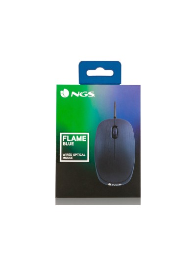 Raton ngs wired flame optico con cable 1000 dpi ambidiestros usb color azul