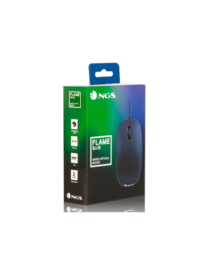 Raton ngs wired flame optico con cable 1000 dpi ambidiestros usb color azul