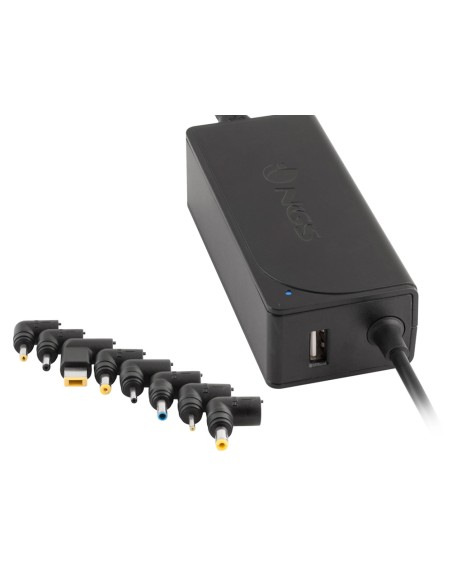 Adaptador de corriente ngs automatic 45w con 8 adaptadores y salida usb 2a