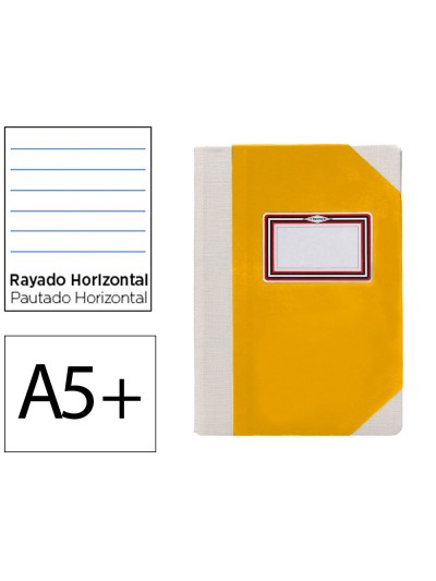 Libro cartone cosido fernandes flecha din a5+ rayado horizontal 50 hojas 100 gr amarillo