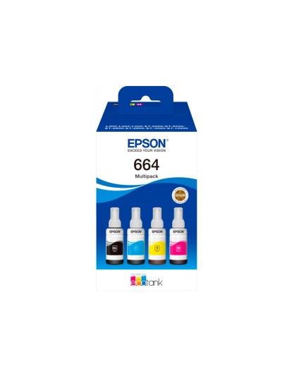 Ink-epson /664 4 clr multipack (bk / c / m / y) ecotank l300 / l355 / l555 / et-2500 / et-2550 / et-2600 /