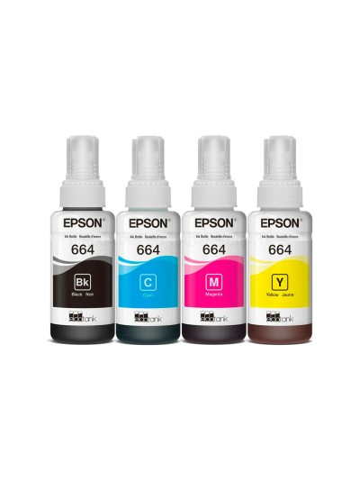 Ink-epson /664 4 clr multipack (bk / c / m / y) ecotank l300 / l355 / l555 / et-2500 / et-2550 / et-2600 /