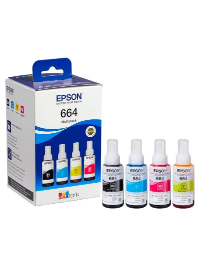 Ink-epson /664 4 clr multipack (bk / c / m / y) ecotank l300 / l355 / l555 / et-2500 / et-2550 / et-2600 /