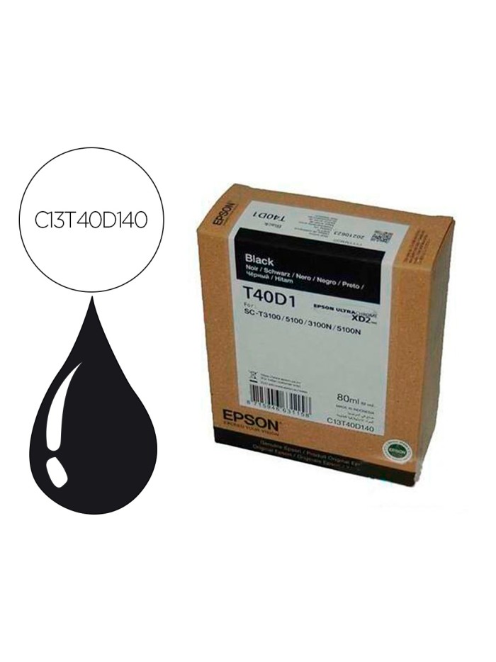 Ink-jet epson ultrachrome xd2 negro t40d140 sc-t3100/sc-t 5100 80 ml Ink-jet epson ultrachrome xd2 negro t40d140 sc-t3100/sc-t 5100 80 ml