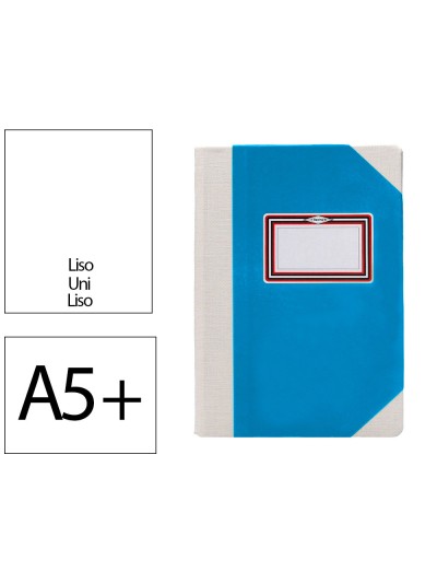 Libro cartone cosido fernandes flecha din a5+ liso 50 hojas 100 gr azul