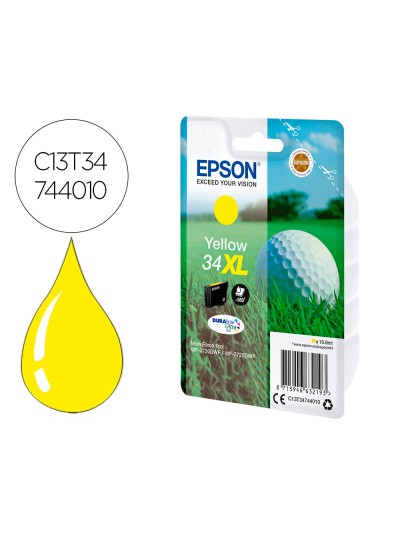 Ink-jet epson work force pro wf-3720dwf/3725dwf amarillo 34xl durabrite ultra ink 950 paginas