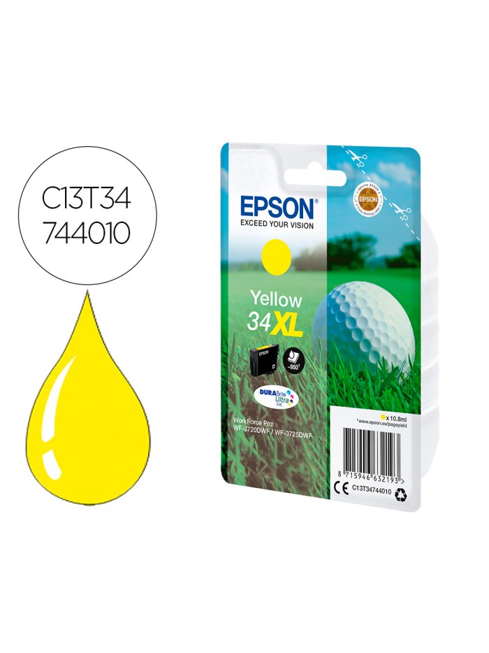 Ink-jet epson work force pro wf-3720dwf/3725dwf amarillo 34xl durabrite ultra ink 950 paginas Ink-jet epson work force pro wf-3720dwf/3725dwf amarillo 34xl durabrite ultra ink 950 paginas