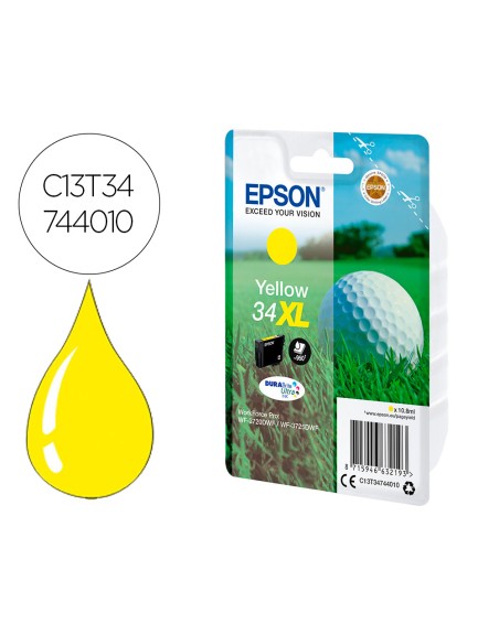 Ink-jet epson work force pro wf-3720dwf/3725dwf amarillo 34xl durabrite ultra ink 950 paginas