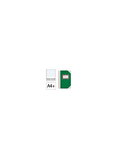Libro cartone cosido fernandes flecha din a4+ rayado horizontal 50 hojas 100 gr verde