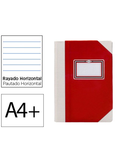 Libro cartone cosido fernandes flecha din a4+ rayado horizontal 50 hojas 100 gr rojo