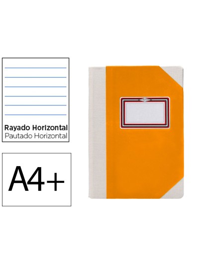 Libro cartone cosido fernandes flecha din a4+ rayado horizontal 50 hojas 100 gr naranja