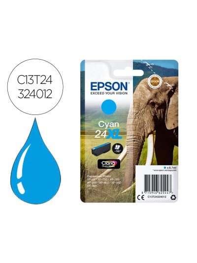 Ink-jet epson claria photo hd ink cian 24xl expression photo xp-760/950