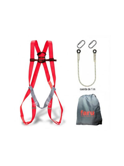 Conjunto anticaidas faru arnes p01 + cuerda c170 + 2 mosquetones virola + bolsa porta arnes