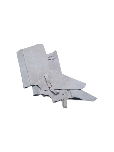 Polaina para soldador faru cuero al cromo ajustable con velcro y hebilla 40 cm