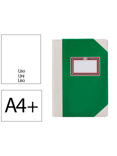 Libro cartone cosido fernandes flecha din a4+ liso 50 hojas 100 gr verde