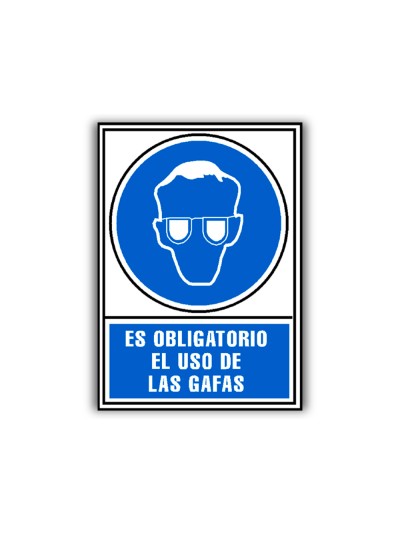 Pictograma archivo 2000 obligatorio uso de gafas pvc azul luminiscente 210x297 mm