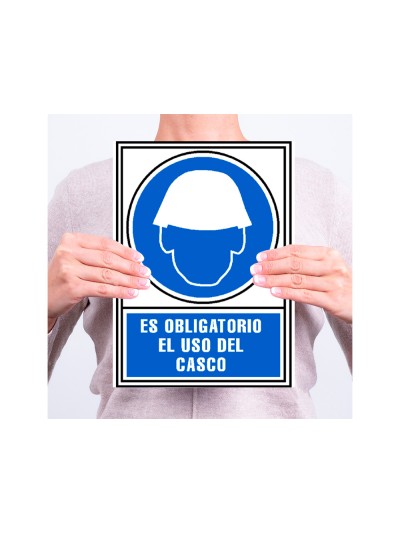 Pictograma archivo 2000 obligatorio uso de casco pvc azul luminiscente 210x297 mm