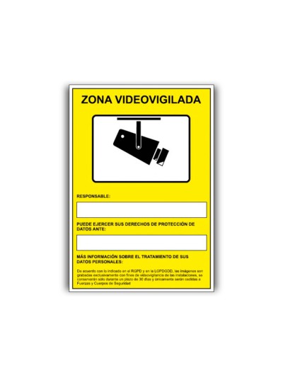 Pictograma archivo 2000 camaras de vigilancia en grabacion las 24 horas pvc amarillo luminiscente 210x297