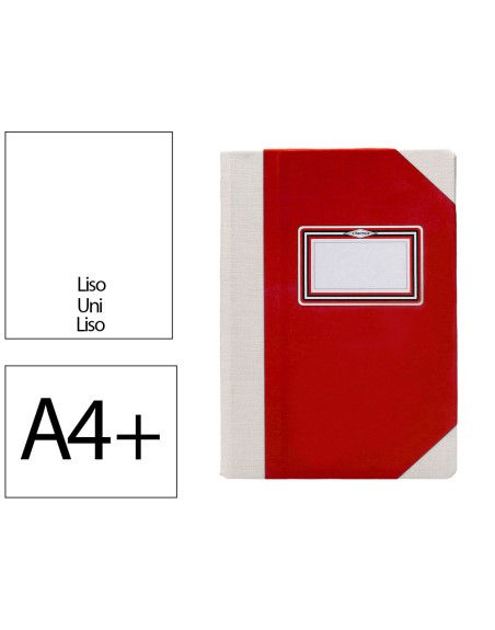 Libro cartone cosido fernandes flecha din a4+ liso 50 hojas 100 gr rojo