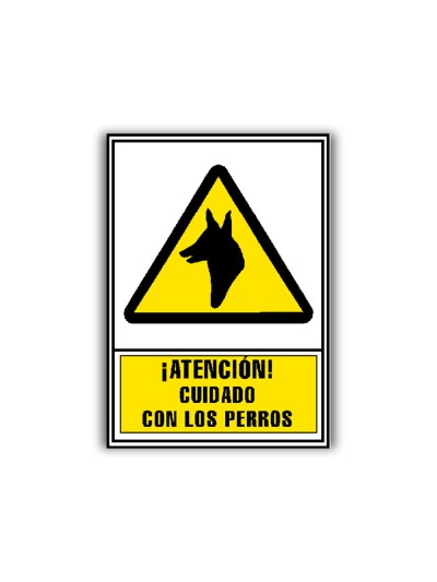 Pictograma archivo 2000 atencion cuidado con los perros pvc amarillo luminiscente 210x297 mm