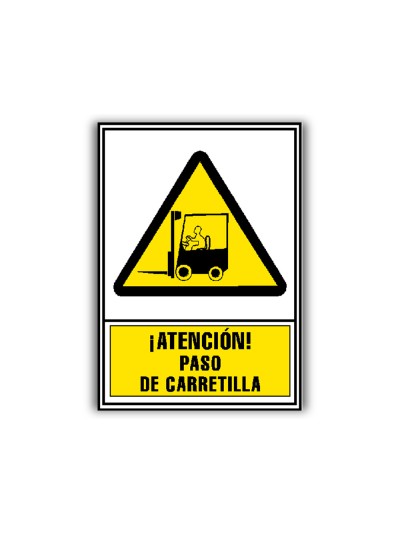 Pictograma archivo 2000 atencion paso de carretilla pvc amarillo luminiscente 210x297 mm
