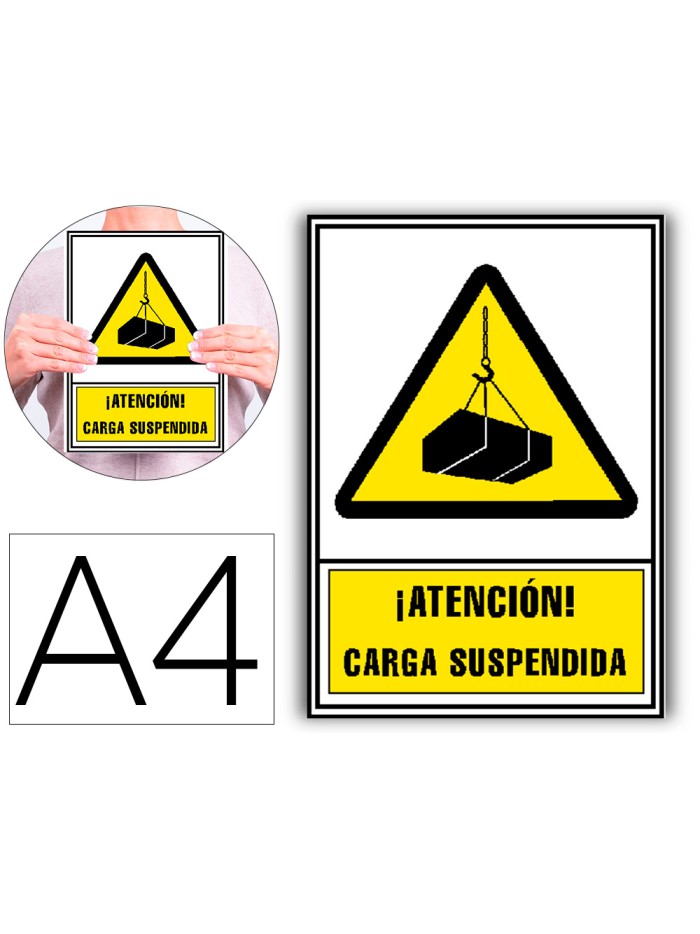Pictograma archivo 2000 atencion carga suspendida pvc amarillo luminiscente 210x297 mm Pictograma archivo 2000 atencion carga suspendida pvc amarillo luminiscente 210x297 mm