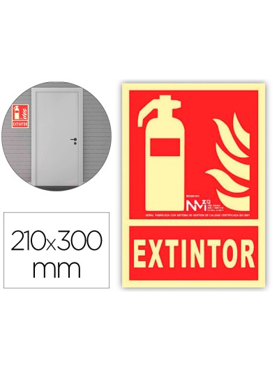Pictograma archivo 2000 extintor pvc rojo luminiscente 210x300 mm