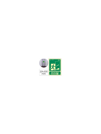 Pictograma archivo 2000 salida emergencia escalera sube derecha pvc verde luminiscente 224x300 mm