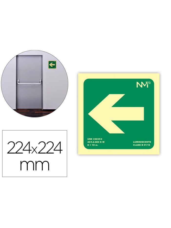 Pictograma archivo 2000 flecha izquierda pvc verde luminiscente 224x224 mm Pictograma archivo 2000 flecha izquierda pvc verde luminiscente 224x224 mm