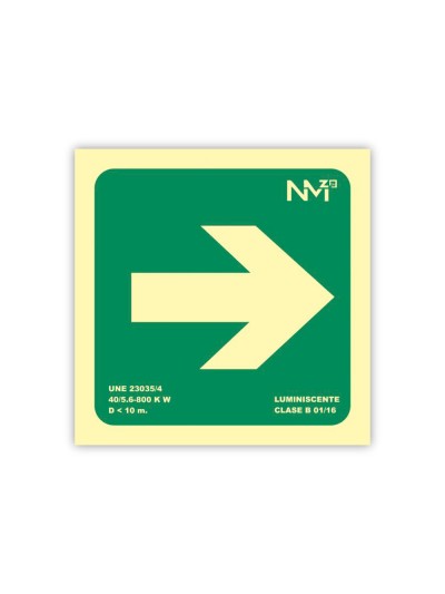 Pictograma archivo 2000 flecha derecha pvc verde luminiscente 224x224 mm