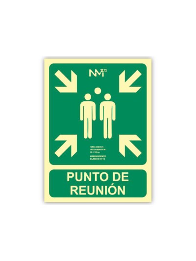 Pictograma archivo 2000 punto de reunion pvc verde luminiscente 224x300 mm