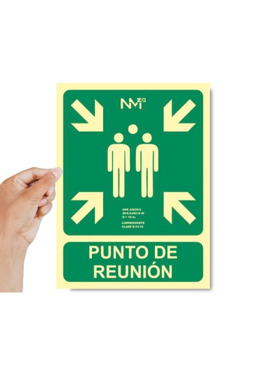 Pictograma archivo 2000 punto de reunion pvc verde luminiscente 224x300 mm