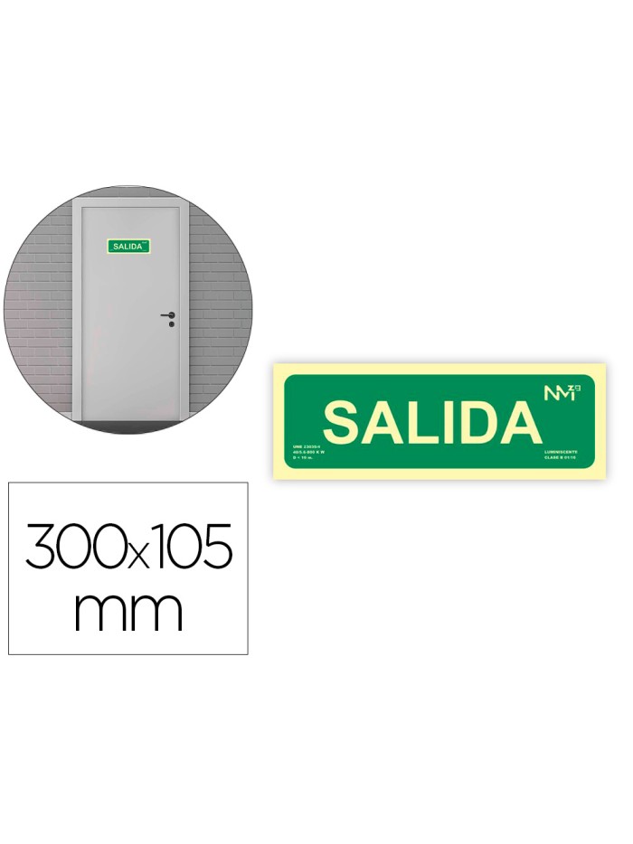 Pictograma archivo 2000 salida pvc verde luminiscente 300x105 mm pack de 2 unidades Pictograma archivo 2000 salida pvc verde luminiscente 300x105 mm pack de 2 unidades