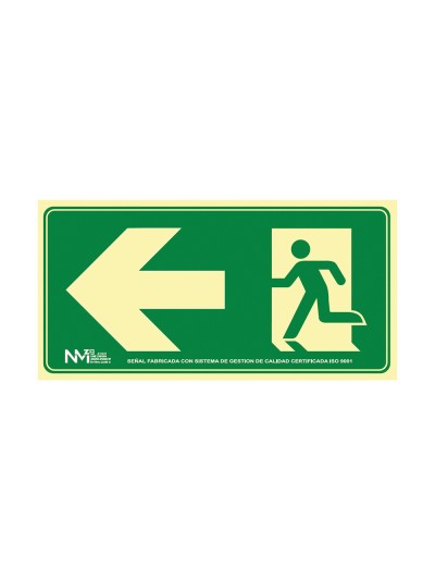 Pictograma archivo 2000 salida de emergencia izquierda pvc verde luminiscente 160x320 mm