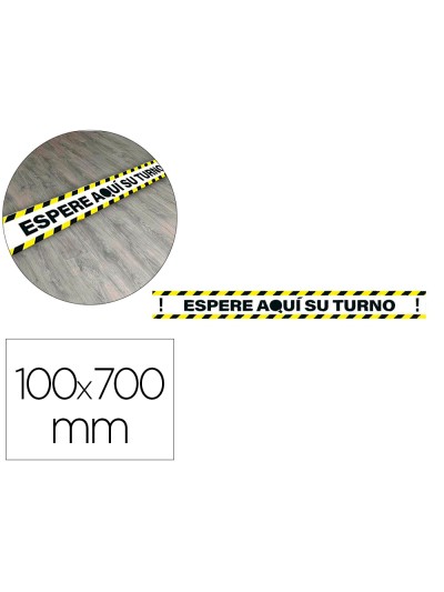 Pictograma archivo 2000 espere su turno mantega la distancia de seguridad vinilo adhesivo amarillo 100x700 mm