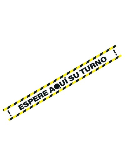 Pictograma archivo 2000 espere su turno mantega la distancia de seguridad vinilo adhesivo amarillo 100x700 mm