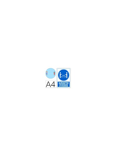 Pictograma archivo 2000 obligatorio mantener 1,5 m de distancia de seguridad pvc color azul 210x297 mm