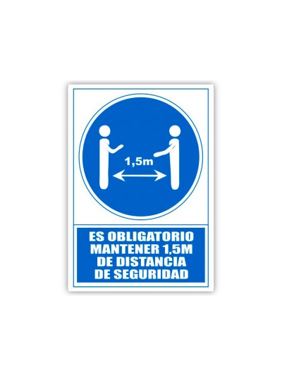 Pictograma archivo 2000 obligatorio mantener 1,5 m de distancia de seguridad pvc color azul 210x297 mm