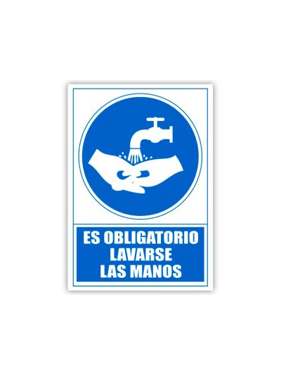 Pictograma archivo 2000 obligatorio lavarse las manos pvc color azul 210x297 mm