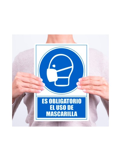 Pictograma archivo 2000 obligatorio el uso de mascarilla pvc color azul 210x297 mm