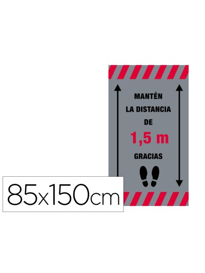 Alfombra para suelo de paso novus manten la distancia de 1,5 m gracias fondo gris 85x150 cm